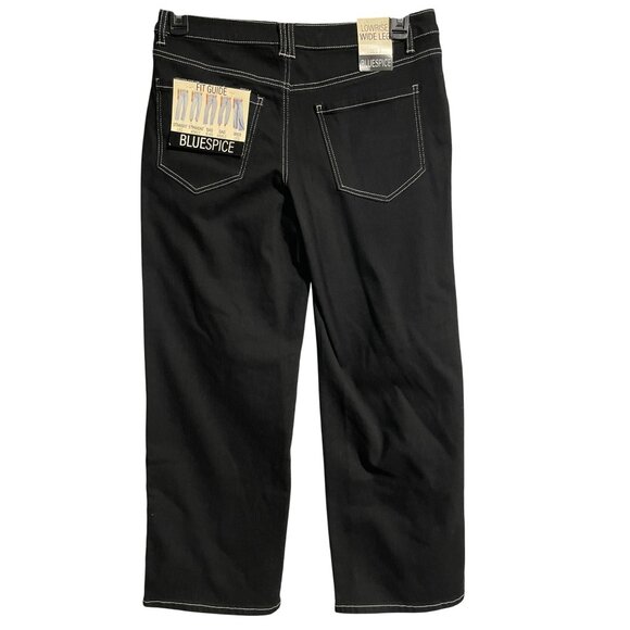 Blue Spice Low Rise Wide Leg Dad Jeans Womens JR Size 9 Black Sustainable Boho - Picture 2 of 12